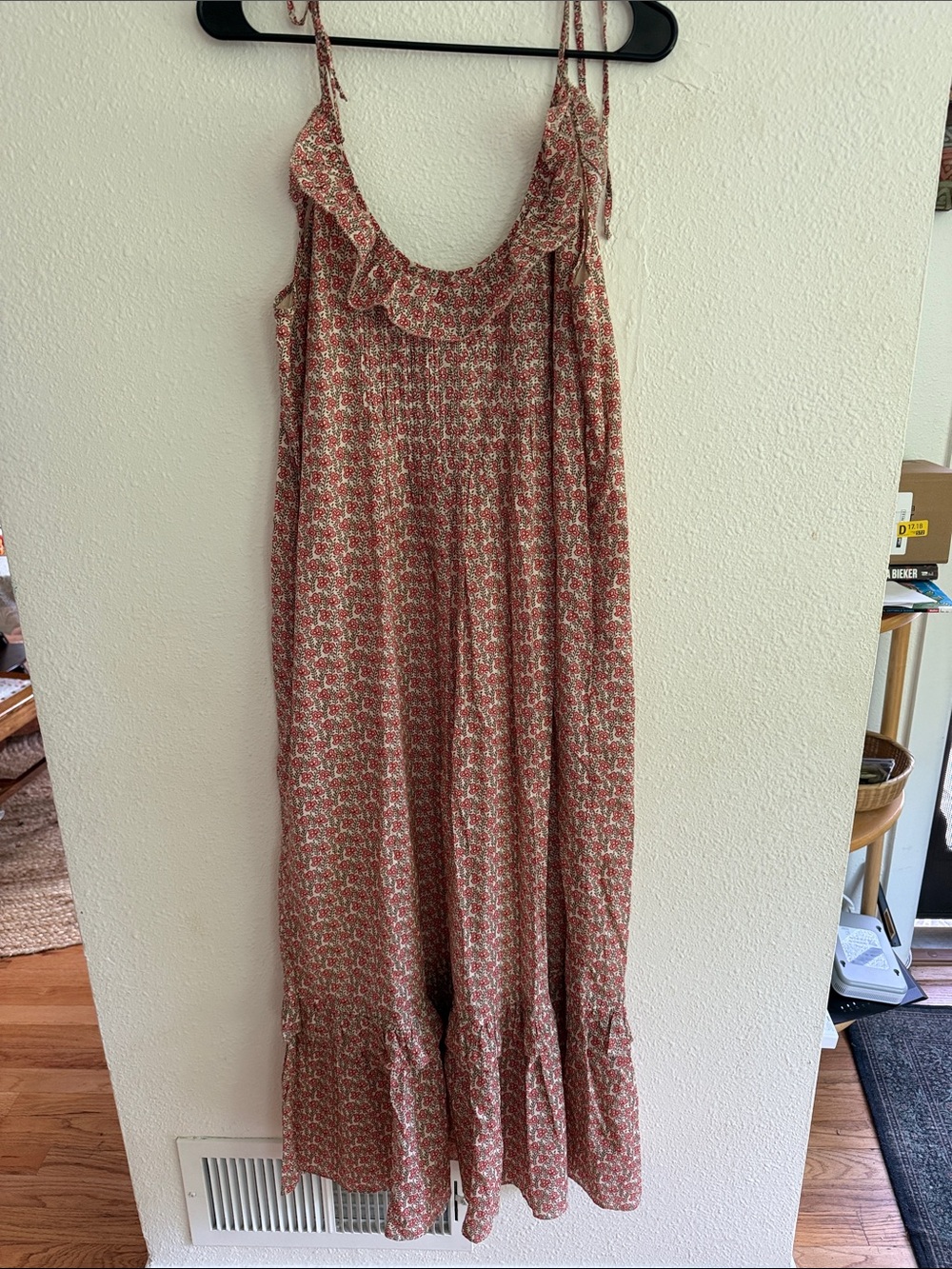 Christy Dawn Rose-Print Ruffle Maxi Dress